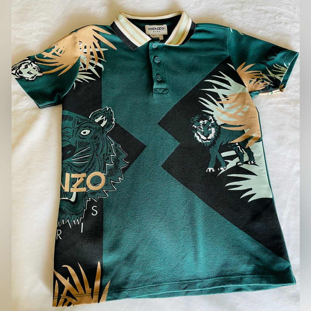Kenzo Kids Green Palm Tree Tiger Polo PreLoved